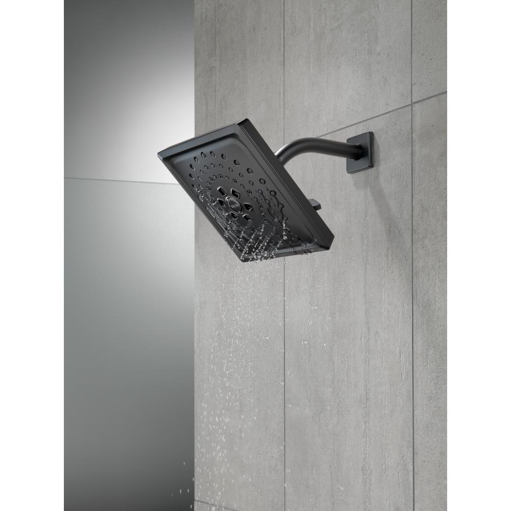 3-Spray 7.6 in. Single Wall Mount Fixed Rain H2Okinetic Shower Head in Matte Black - Super Arbor