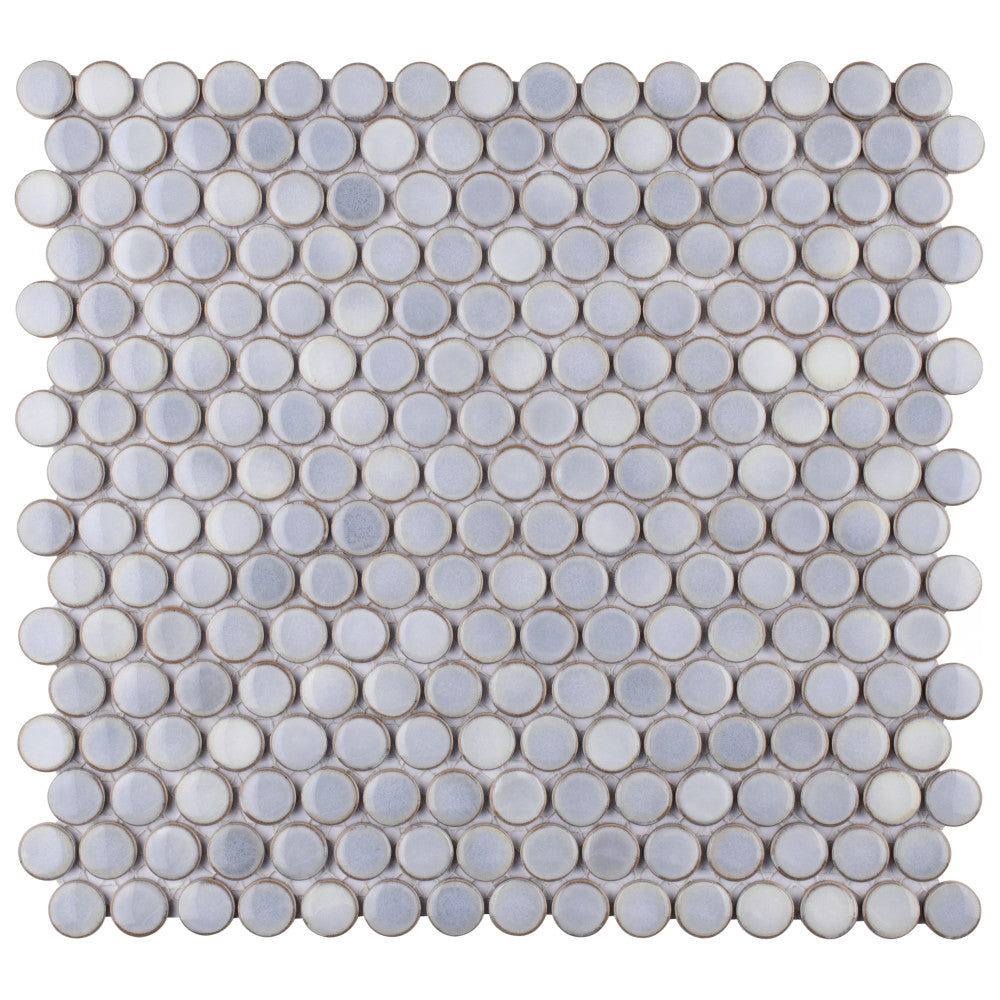 Merola Tile Hudson Penny Round Grey Eye 12 in. x 12 in. Porcelain Mosaic Tile (10.74 sq. ft. / Case)