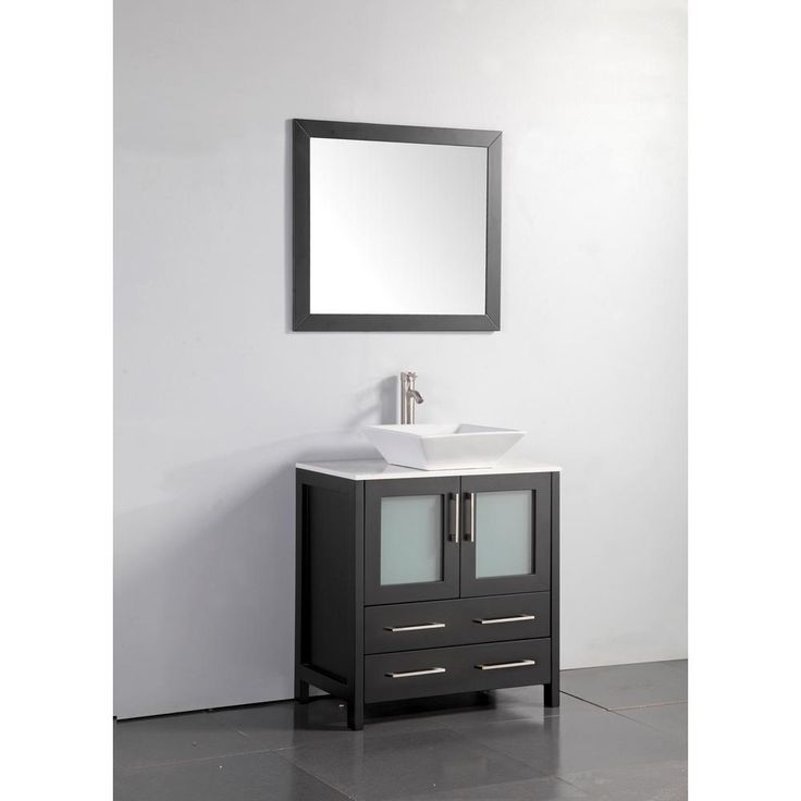 Ravenna 30 in. W x 18.5 in. D x 36 in. H Bathroom Vanity in Espresso with Single Basin Top in White Ceramic and Mirror