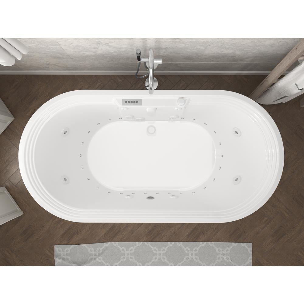 Pearl 5.6 ft. Center Drain Whirlpool and Air Bath Tub in White - Super Arbor