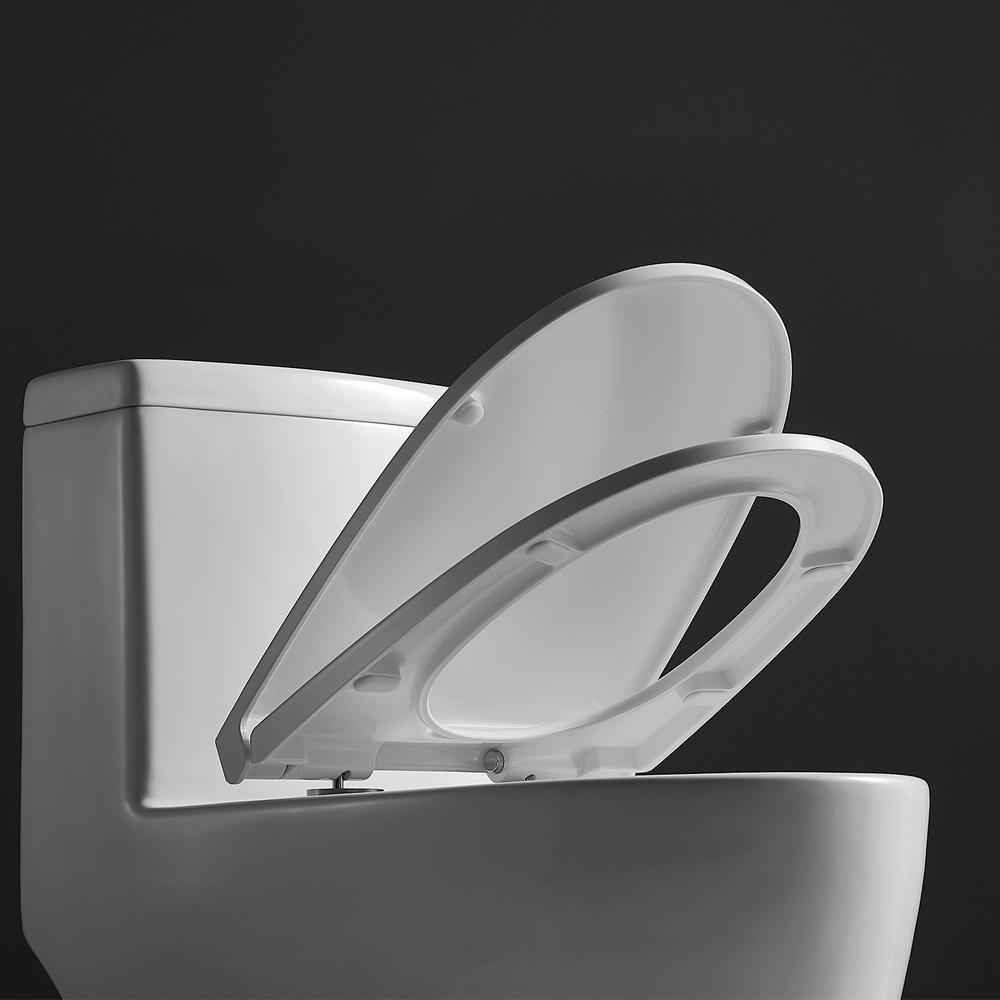 Double Flush Toilet Fashion White Round Toilet One Piece White 1 Piece 0.8/1.28 GPF White Double Flush Toilet - Super Arbor