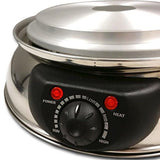Shabu 7.75 in. Stainless Steel Electric Wok Mongolian Hot Pot with Broiler