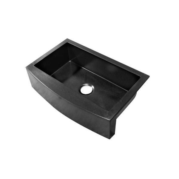 Cheyenne Farmhouse Apron Front Under Mount Composite Granite 31 in. 0-Hole in Single Bowl Farmhouse Sink in Black