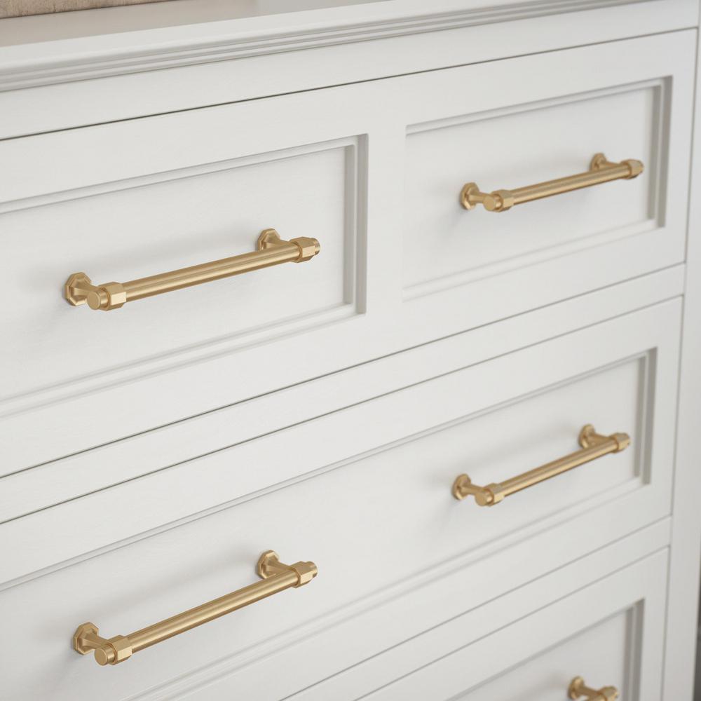 Classic Octagon 6-5/16 in. (160 mm) Champagne Bronze Drawer Pull - Super Arbor