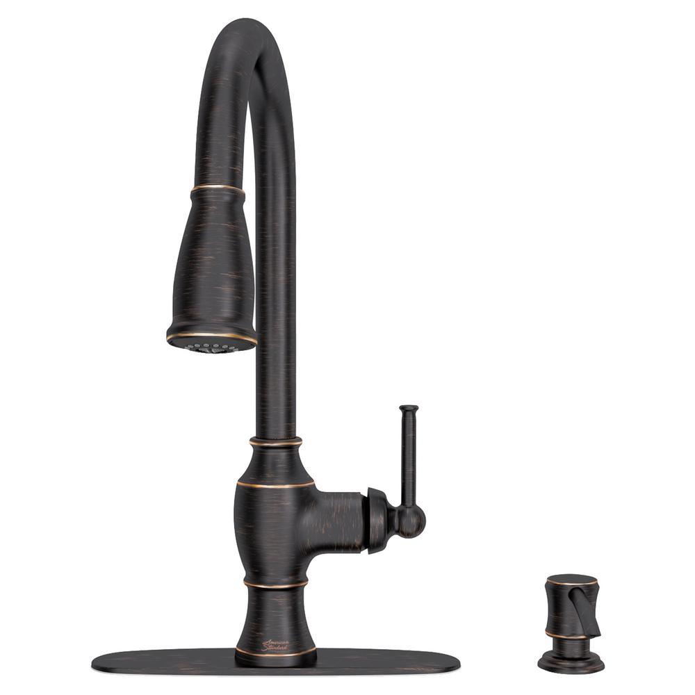 Marchand Single Handle Pull-Down Sprayer Kitchen Faucet in Legacy Bronze - Super Arbor