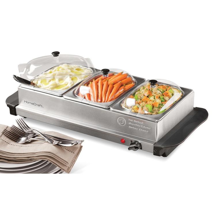 1.5 Qt. Stainless Steel Buffet Server with 3-Crocks