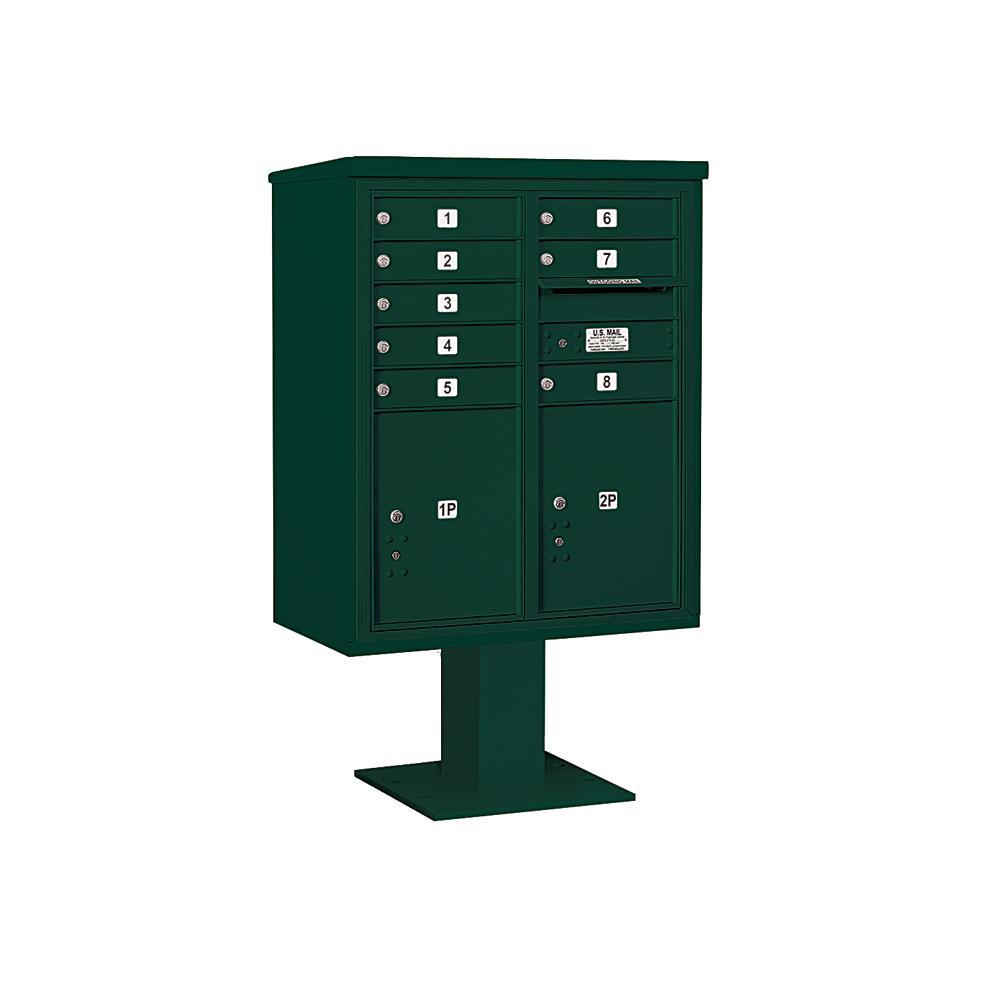 3400 Horizontal Series 8-Compartment 2-Parcel Locker Pedestal Mount Mailbox - Super Arbor