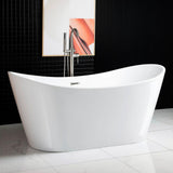 Alacant 67 in.¬†Acrylic Flatbottom Double Slipper White Bathtub with Brushed Nickel Faucet & Overflow and Drain - Super Arbor