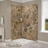 Elegance 36 in. x 48 in. x 80 in. 7-Piece Easy Up Adhesive Corner Shower Wall Surround in Triton - Super Arbor