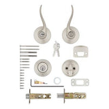 Kwikset Tustin Satin Nickel Smartkey Single-Cylinder Deadbolt Universal Keyed Entry Door Handle Combo Pack (1 Handle and 1 Deadbolt)