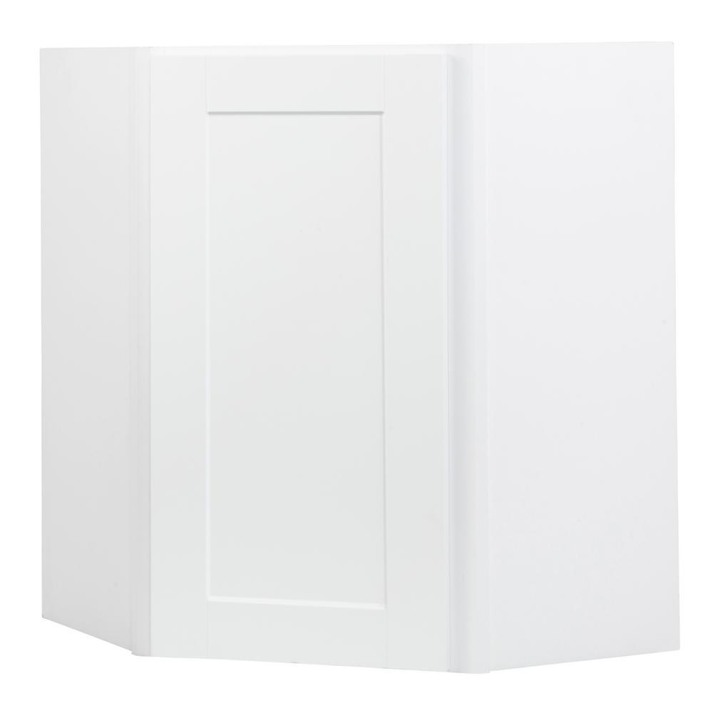Shaker Assembled 24x30x12 in. Diagonal Corner Wall Kitchen Cabinet in Satin White