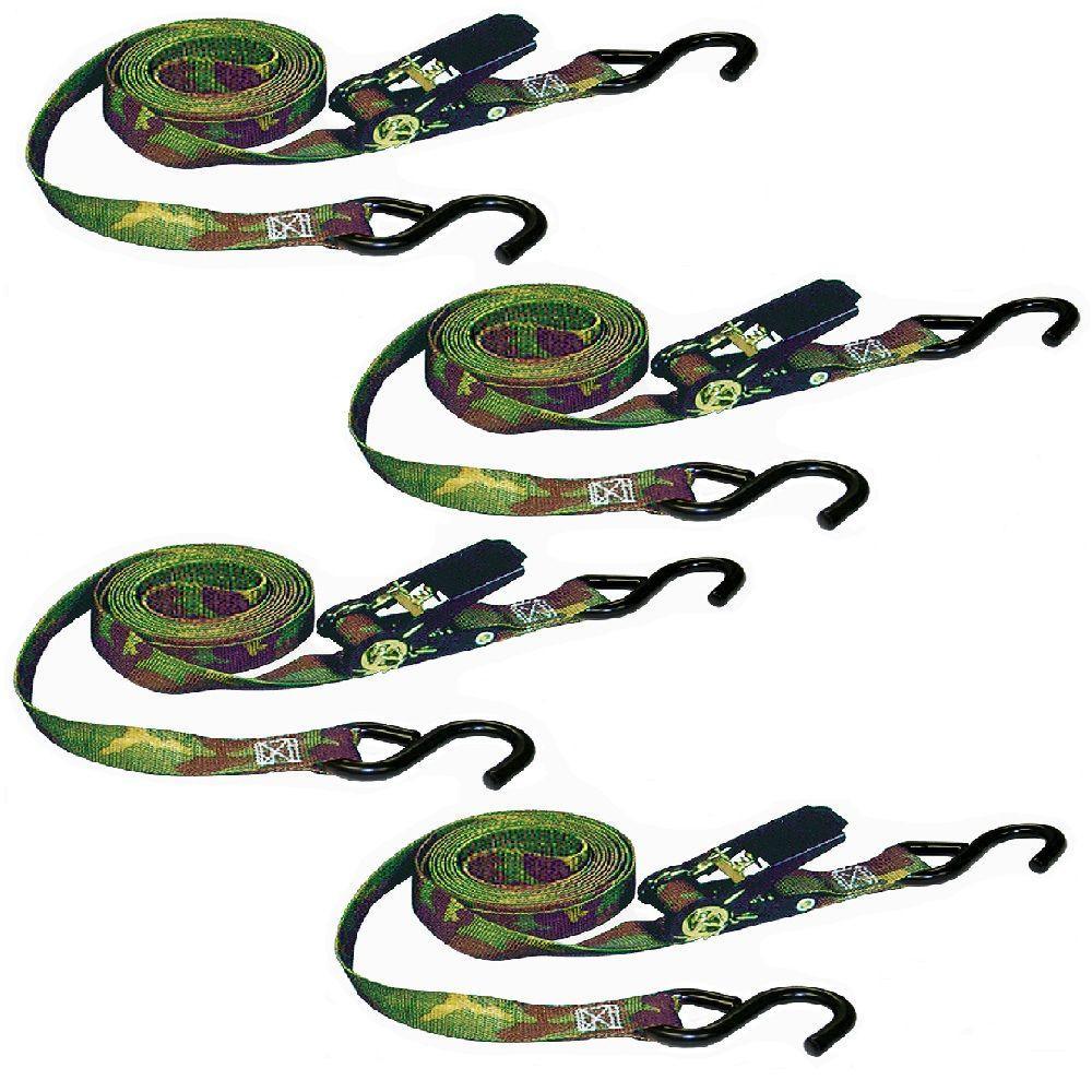 8 ft. x 1 in. 1200 lb. Camo Ratchet Tie-Down (4-Pack) - Super Arbor