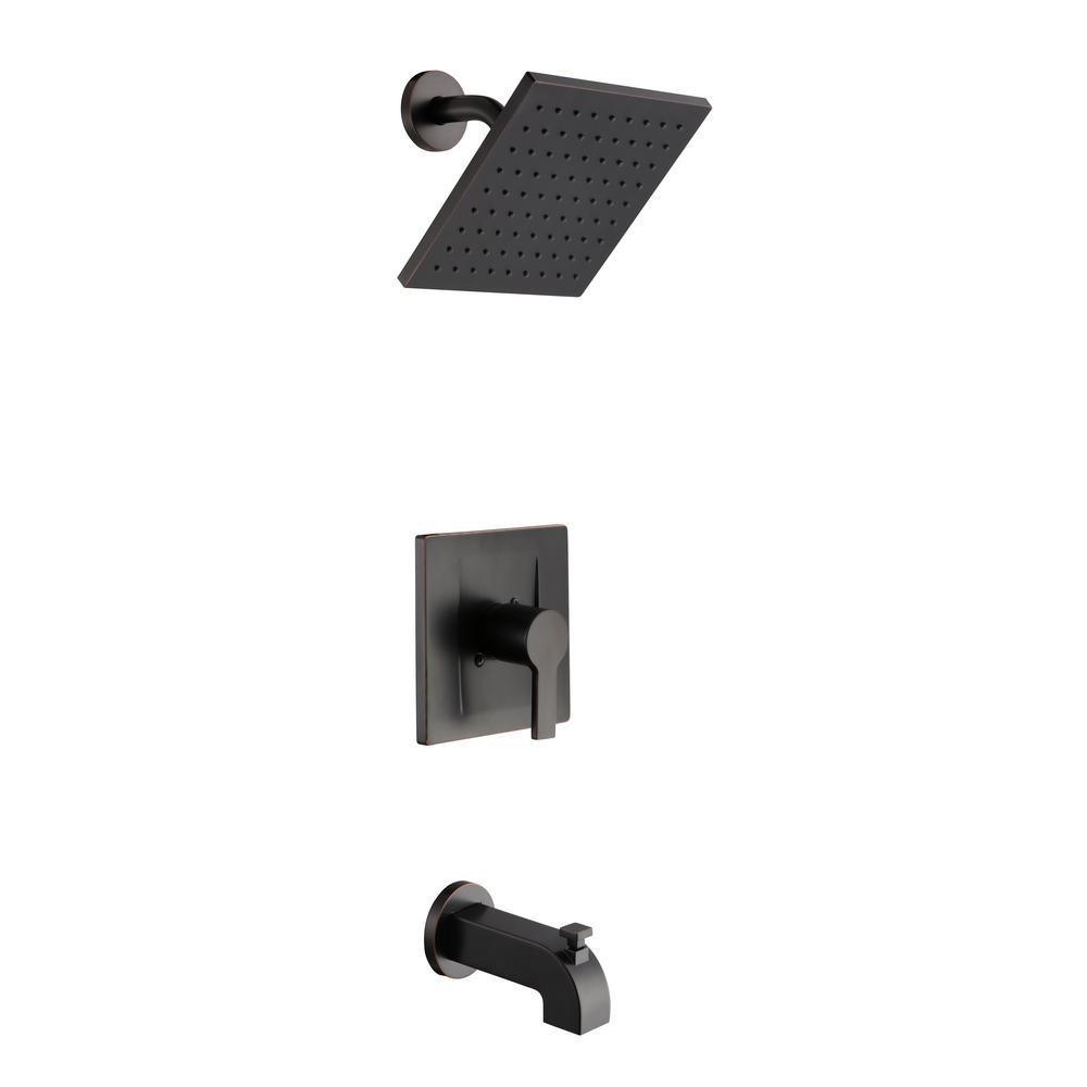 Modern Single-Handle 1-Spray Tub and Shower Faucet in Matte Gold (Valve Included) - Super Arbor