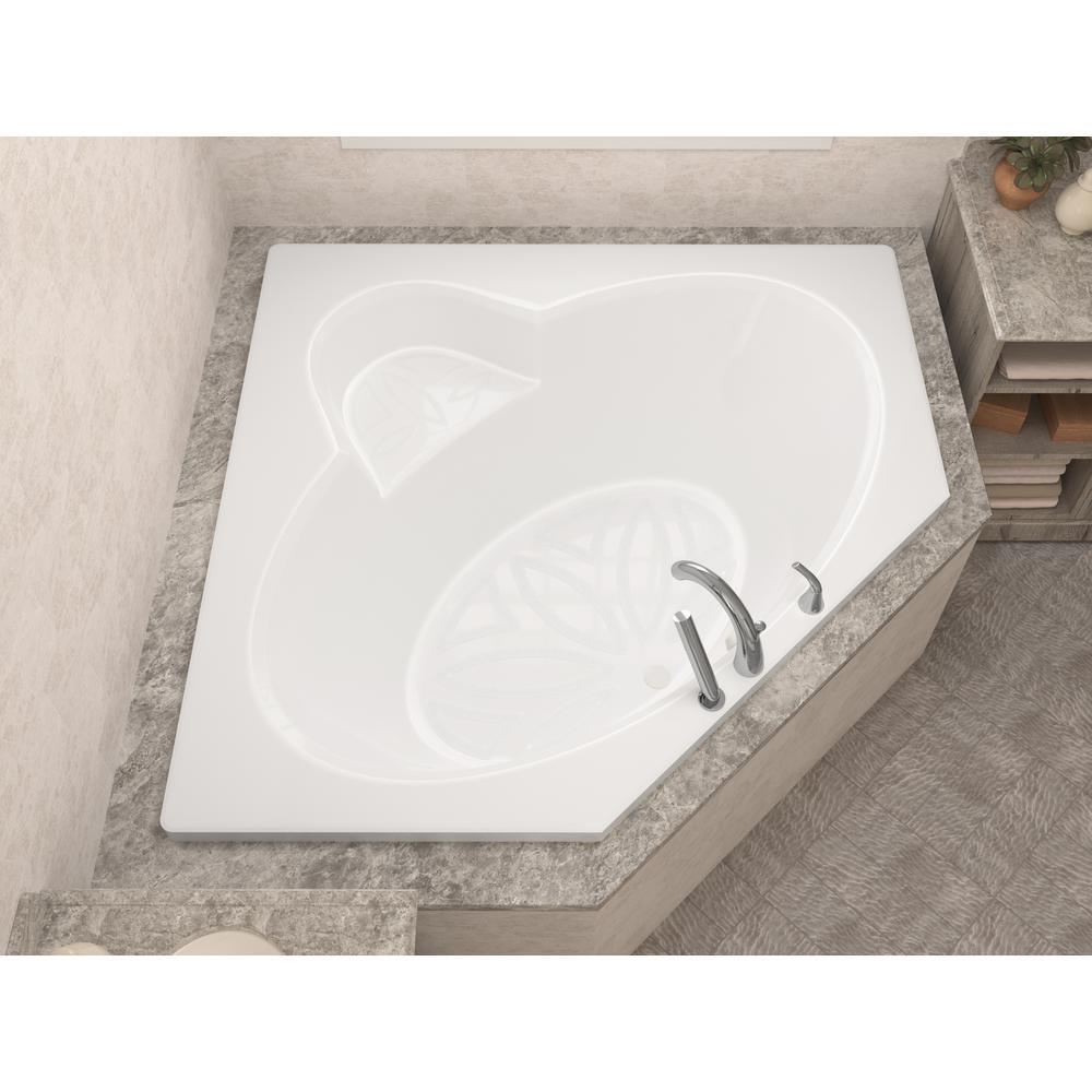 Malachite 5 ft. Acrylic Center Drain Corner Drop-in Non-Whirlpool Bathtub in White - Super Arbor