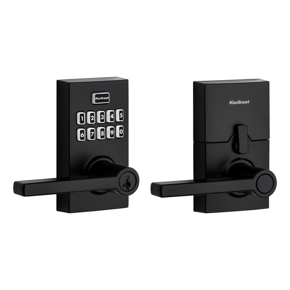 917 SmartCode Matte Black Contemporary Electronic Single-Cylinder Halifax Door Lever Featuring SmartKey Security - Super Arbor