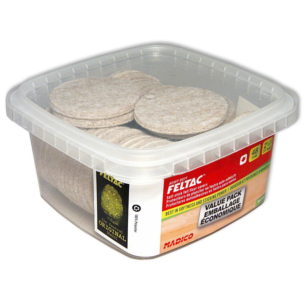 2-1/4 in. Self-adhesive Felt Pads (48-Pack) - Super Arbor