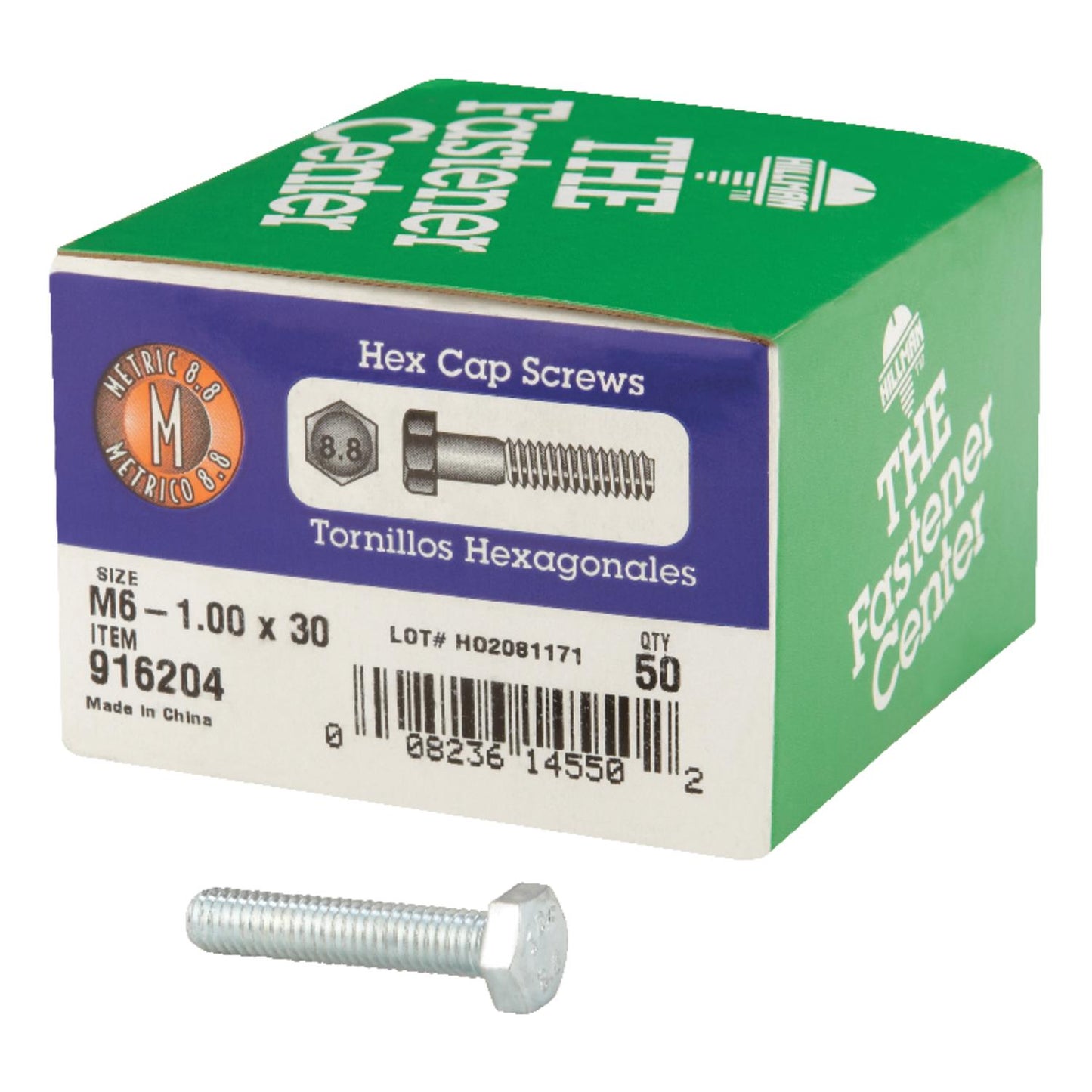Hillman M6-1.00 mm x 30 mm Heat-Treated Steel Hex Head Cap Screw, 50-Pack