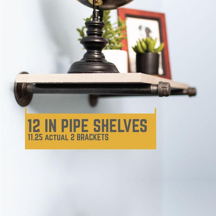 1/2 in. Black Pipe 12 in. L Wall Mounted Shelf Bracket Kit (6-Pack)