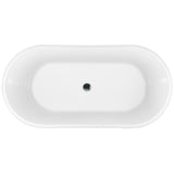 59 in. Fiberglass Double Ended Flatbottom Non-Whirlpool Bathtub in Glossy Black - Super Arbor