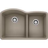 DIAMOND Undermount Granite Composite 32 in. 60/40 Double Bowl Kitchen Sink in Anthracite - Super Arbor