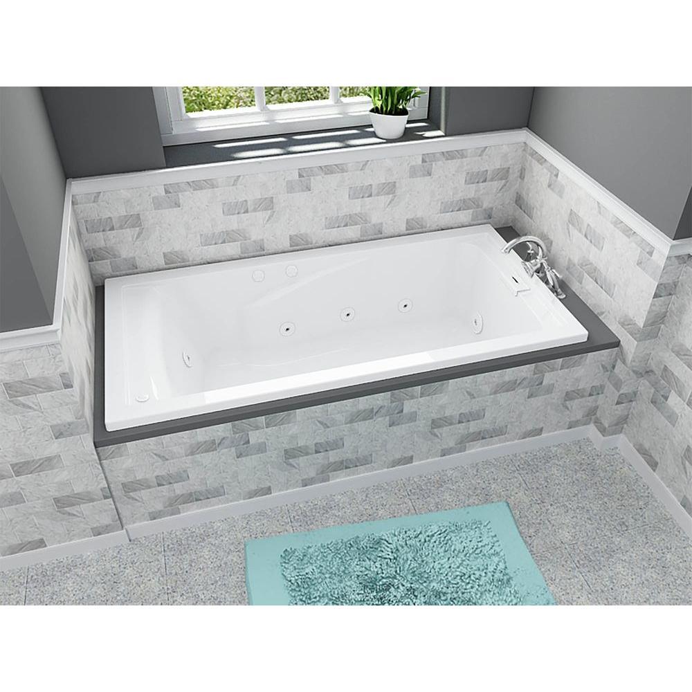 EverClean 72 in. Acrylic Rectangular Drop-in Whirlpool Bathtub in White - Super Arbor