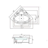 Angelica with Heater 55 in. Acrylic Center Drain Corner Alcove Whirlpool Bathtub in White - Super Arbor