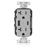 20 Amp Tamper Resistant Duplex Outlet with Type A and Type-C USB Chargers, White - Super Arbor