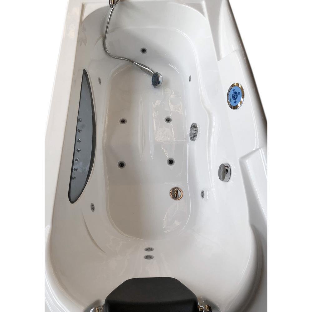 Paris with heater 67 in. L  Acrylic Right Drain Corner Alcove Whirlpool Bathtub in White - Super Arbor