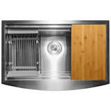 Handcrafted All-in-One Apron Mount 30 in. x 20 in. x 9 in. Single Bowl Kitchen Sink in Stainless Steel with Accessories