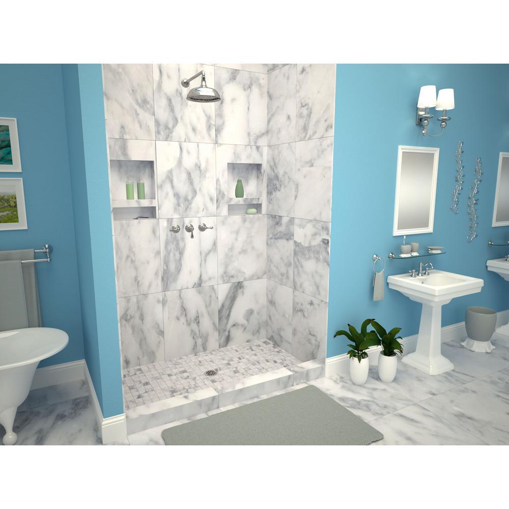 Redi Base 37 in. x 72 in. Single Threshold Shower Base with Center Drain and Polished Chrome Drain Plate - Super Arbor