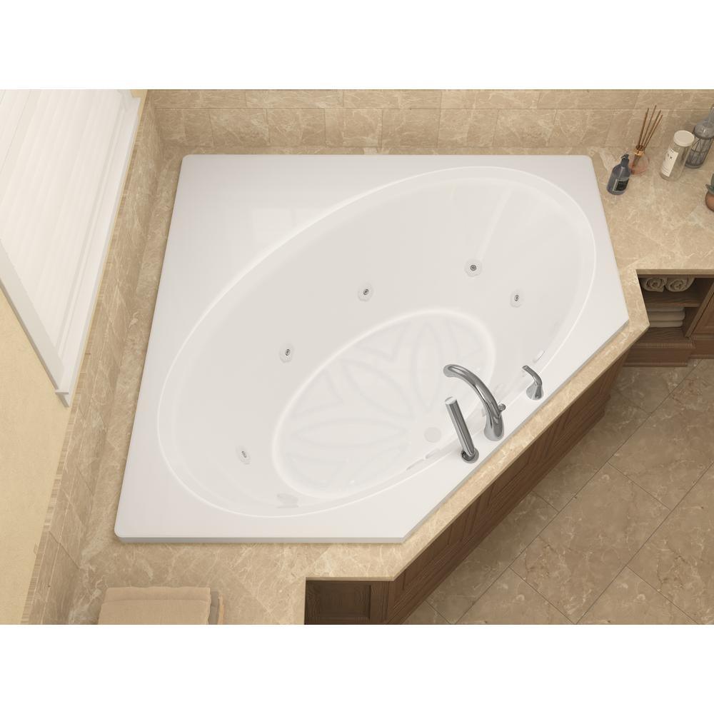 Mali 5 ft. Acrylic Corner Drop-in Whirlpool Bath Tub in White - Super Arbor