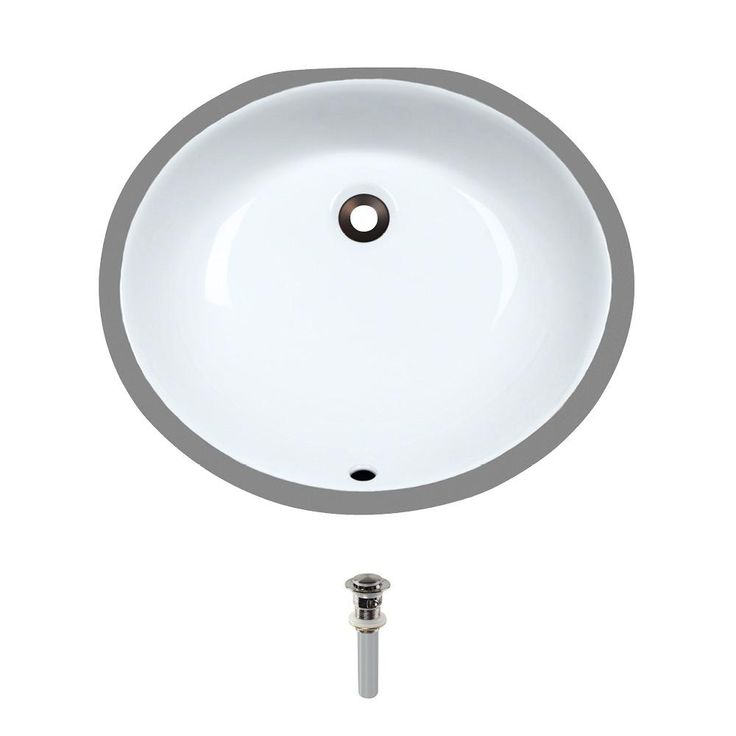 MR Direct Undermount Porcelain Bathroom Sink in White with Pop-Up Drain in Brushed Nickel