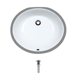 MR Direct Undermount Porcelain Bathroom Sink in White with Pop-Up Drain in Brushed Nickel