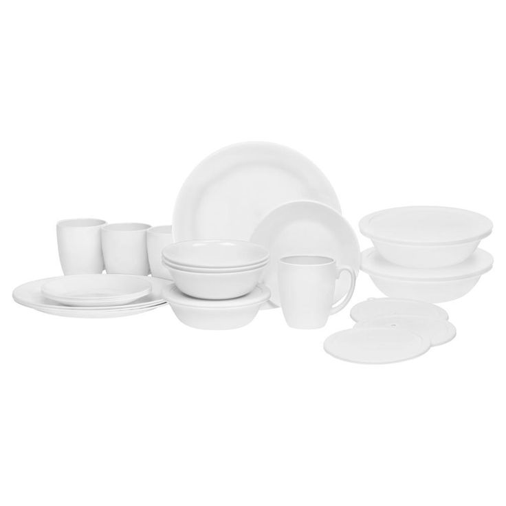 24-Piece Traditional White Glass Dinnerware Set (Service for 4)