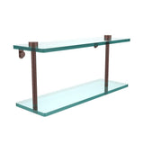 16 in. L x 8 in. H x 5 in. W 2-Tier Clear Glass Vanity Bathroom Shelf in Satin Brass - Super Arbor