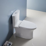 12 in. Rough-In 1-piece 1.1/ 1.6 GPF Dual Flush Elongated Siphonic Jet Toilet in White, Seat Included - Super Arbor