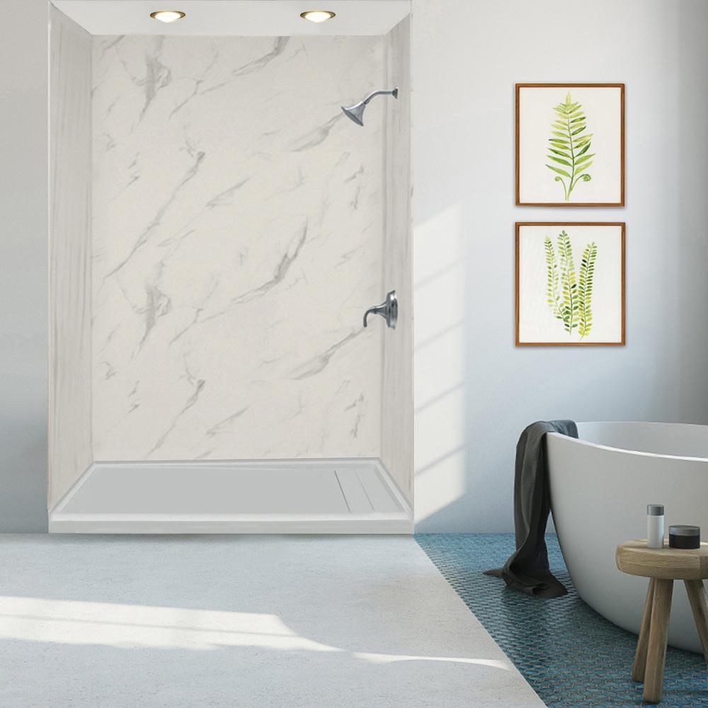 Linear 30 in. x 60 in. Single Threshold Shower Base with a Right Drain in Grey - Super Arbor