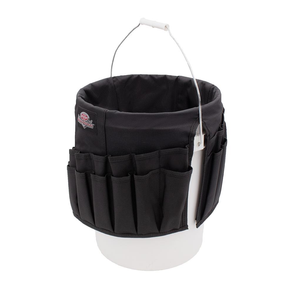 BUCKET BOSS Wrench Boss 5 Gal. Bucket Tool Organizer with 36 Pockets for Wrench Sets and Open Center Bulk Storage in Black - Super Arbor