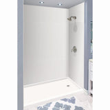 Expressions 36 in. x 60 in. x 72 in. 3-Piece Easy Up Adhesive Alcove Shower Wall Surround in White - Super Arbor