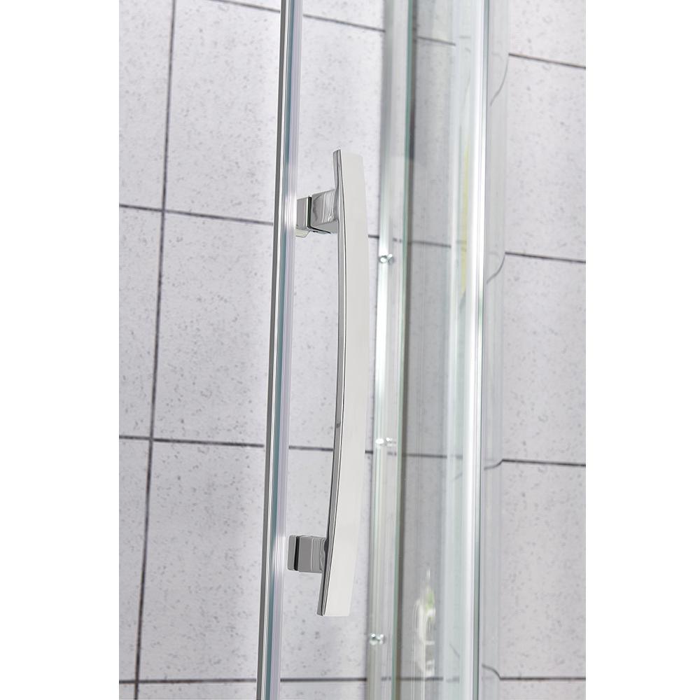 Maia 34 in. x 72.80 in. Semi-Frameless Sliding Shower Door in Chrome with 34 in. x 34 in. Base in White - Super Arbor