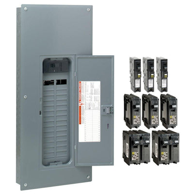Homeline 200 Amp 30-Space 60-Circuit Indoor Main Breaker Plug-On Neutral Load Center with Cover - CAFI breaker ValuePack - Super Arbor