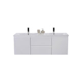 Bohemia 60 in. W Bath Vanity in High Gloss White with Reinforced Acrylic Vanity Top in White with White Basins - Super Arbor