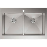 Vault Farmhouse Drop-In Apron Front Self-Trimming Stainless Steel 36 in. 1-Hole Double Bowl Kitchen Sink - Super Arbor