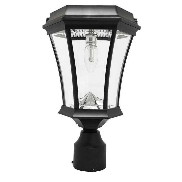 Victorian Bulb Series Single Black Integrated LED Outdoor Solar Lamp with 3-Mounting Options and GS Solar LED Light Bulb
