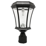 Victorian Bulb Series Single Black Integrated LED Outdoor Solar Lamp with 3-Mounting Options and GS Solar LED Light Bulb