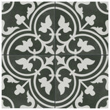 Merola Tile Arte Black Encaustic 9-3/4 in. x 9-3/4 in. Porcelain Floor and Wall Tile (11.11 sq. ft. / Case)