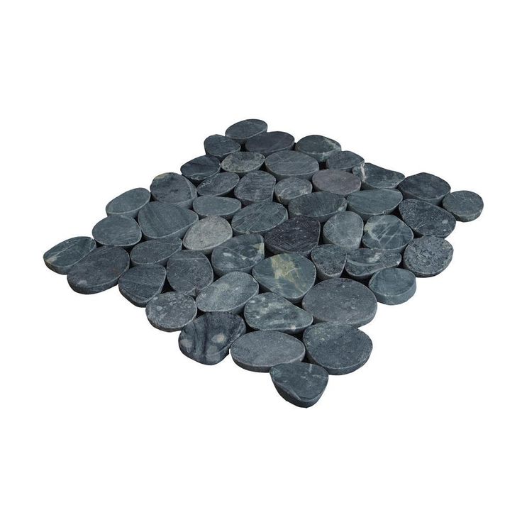 Cruz Bay Sliced Pebble Tile  Black 11-1/2 in. x 11-1/2 in. x 9.5mm Honed Pebble Mosaic Tile (10.12 sq. ft. / case)