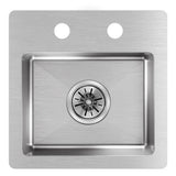 Crosstown Drop-In/Undermount Stainless Steel 15 in. 2-Hole Single Bowl Bar Sink - Super Arbor