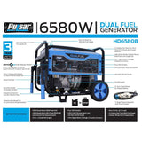 Pulsar 6,580/5,500-Watt Dual Fuel Gasoline/Propane Powered Recoil Start Portable Generator with CARB Compliant 274 cc Engine