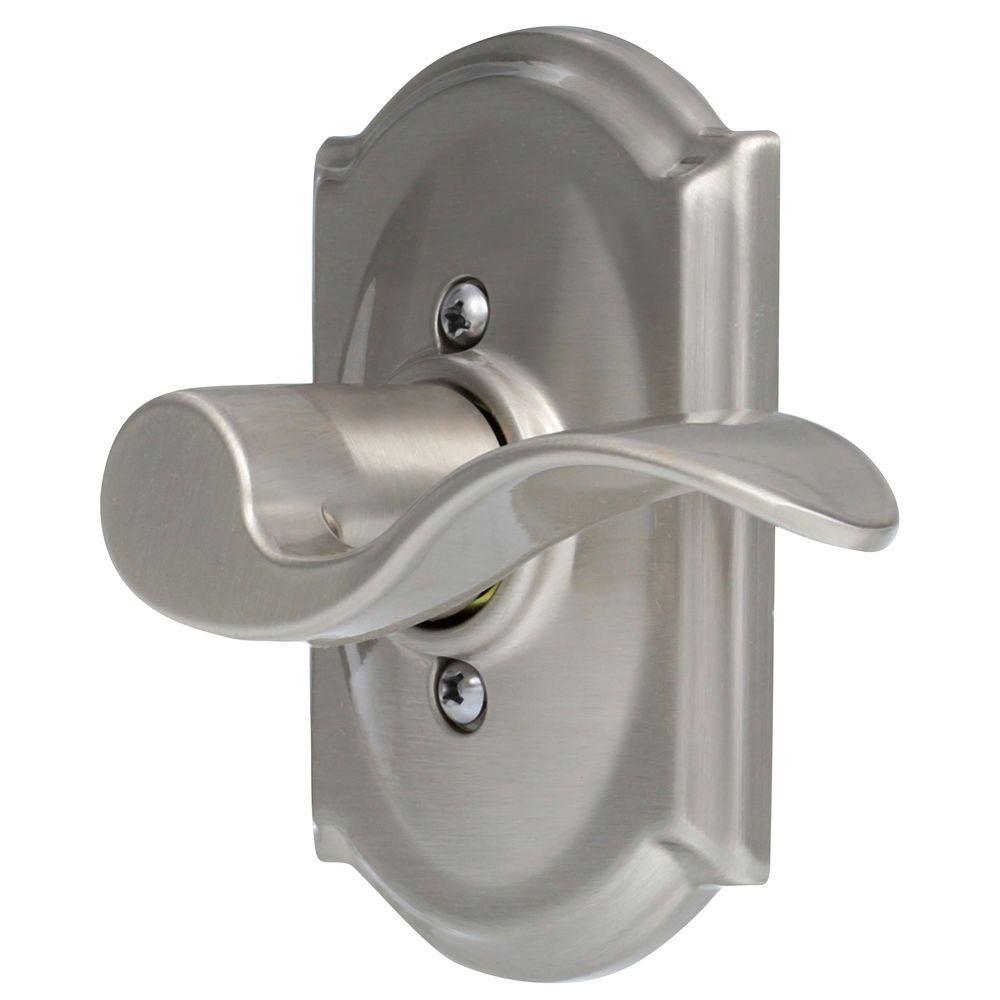 Accent Satin Nickel Right Handed Dummy Door Lever with Camelot Trim - Super Arbor